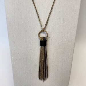 Napier Chain Tassel Necklace Gold-Tone Black Long Length
